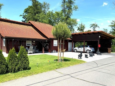 Massiv gebautes Holzhaus, Garage, D-Carport, überdachte Terrasse, Garten