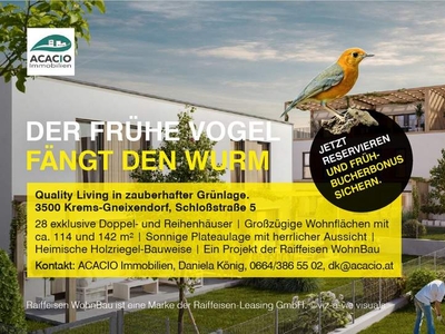 Jetzt Frühbucherbonus sichern - modernes Neubauprojekt in Krems-Gneixendorf - Eckreihenhaus inklusive Parkplatz - provisionsfrei!