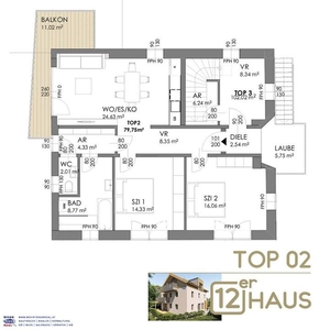 12er-Haus: neue 3-Zimmer Wohnung - ERSTBEZUG