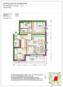 Blumengasse - 3 Zimmer Wohnung mit Terrasse | 2.OG = DG | Neubau - Erstbezug | Klimaanlage | Einbauküche | zzgl. Tiefgaragenstellplatz | Top C14