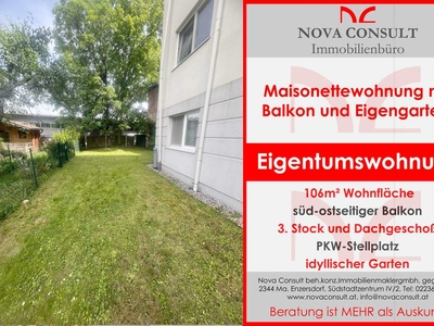 Maisonette mit Balkon und Eigengarten!