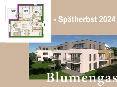 Blumengasse - Bauteil B | Neubauprojekt | 2 Zimmer Wohnung - 2.OG | Terrasse | Belagsfertig | Tiefgaragenstellplatz optional | Spätherbst 2024 (Top B9