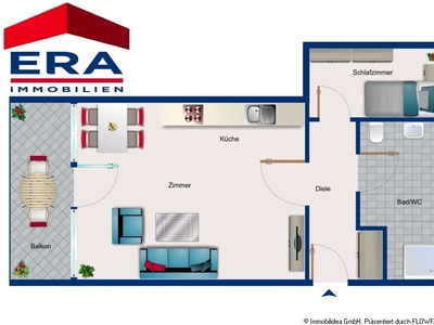 2-Zimmer Wohnung mit Westbalkon.