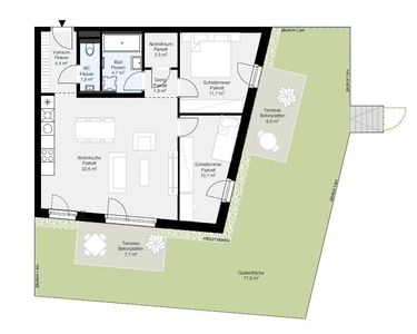 Erstbezug! Geräumige 3-Zimmer-Gartenwohnung zu vermieten!