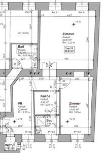 Ruhige und perfekte Zwei-Zimmer-Wohnung beim Naschmarkt